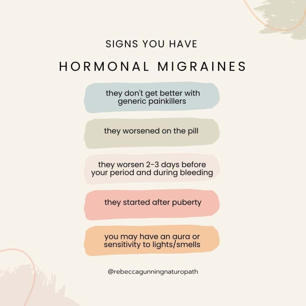 Signs you have hormonal migraines, hormonal headache symptoms, natural hormonal migraine relief, hormonal migraine triggers, hormonal imbalance migraines.
